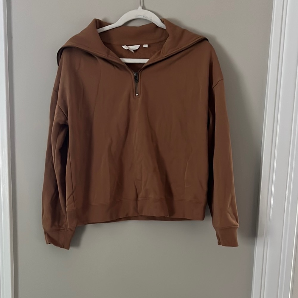 Boden Brown Funnel Neck Zip Sweatshirt Small